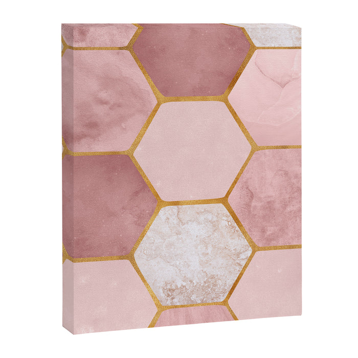 Pink and Gold Hexagon Quartz Canvas Print Gallery Image 1