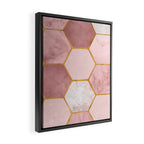 Pink and Gold Hexagon Quartz Framed Canvas Print Gallery Image 2