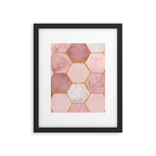 Pink and Gold Hexagon Quartz Framed Art Print Gallery Image 6