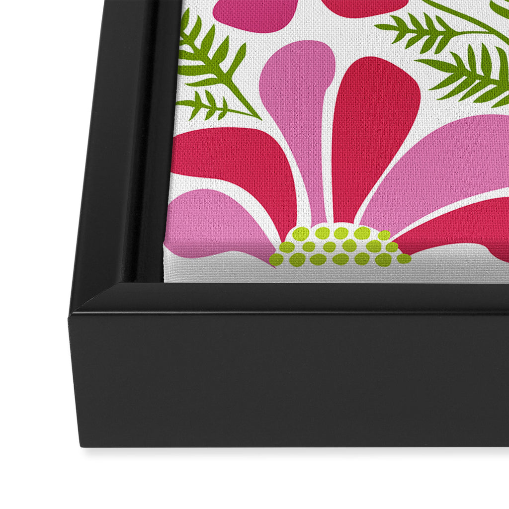 Pink Daisy Flower Illustration Framed Canvas Print Gallery Image 3