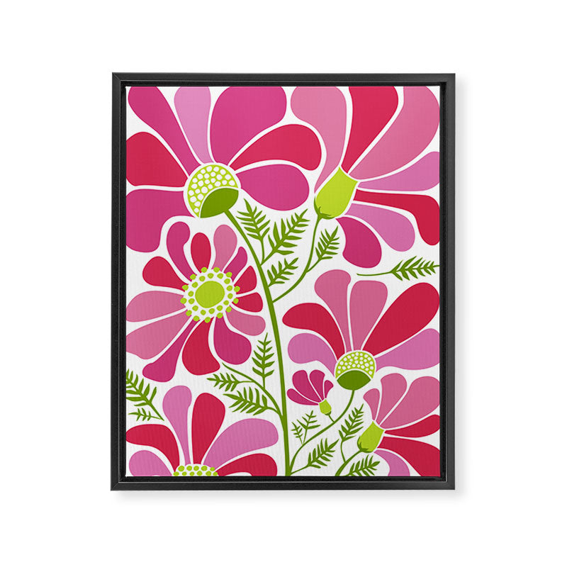 Pink Daisy Flower Illustration Framed Canvas Print Gallery Image 6