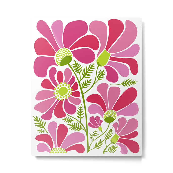 Pink Daisy Flower Illustration Metal Print Gallery Image 1