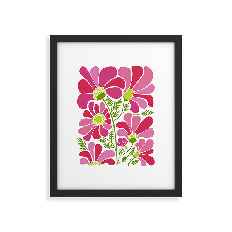 Pink Daisy Flower Illustration Framed Art Print Gallery Image 5