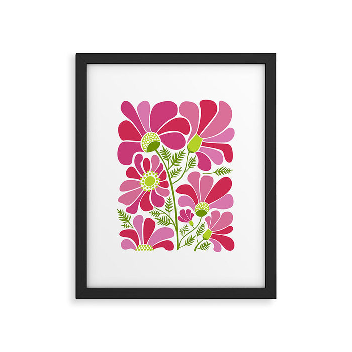 Pink Daisy Flower Illustration Framed Art Print Gallery Image 1