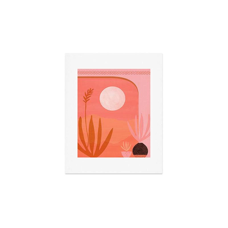 Pink Desert Whimsical Landscape Art Print Gallery Image 1