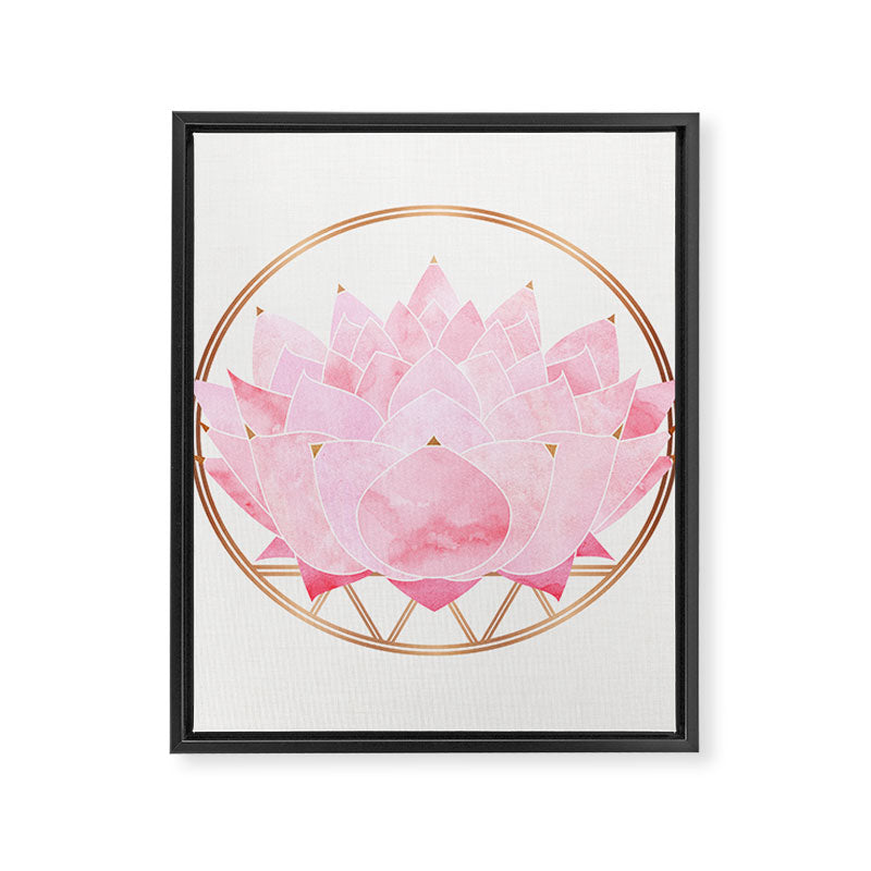 Pink Lotus Botanical Framed Canvas Print Gallery Image 8