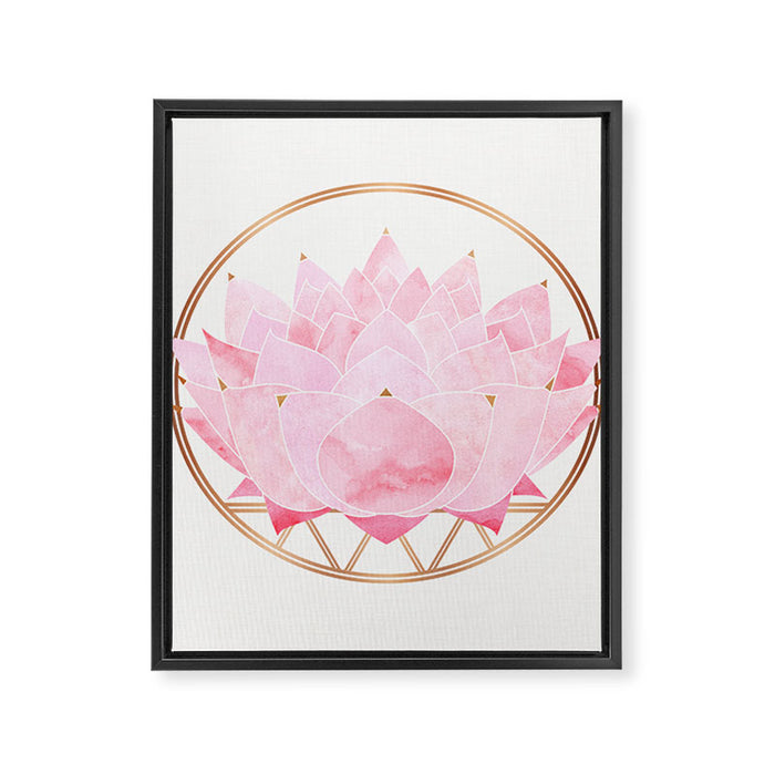 Pink Lotus Botanical Framed Canvas Print Gallery Image 1