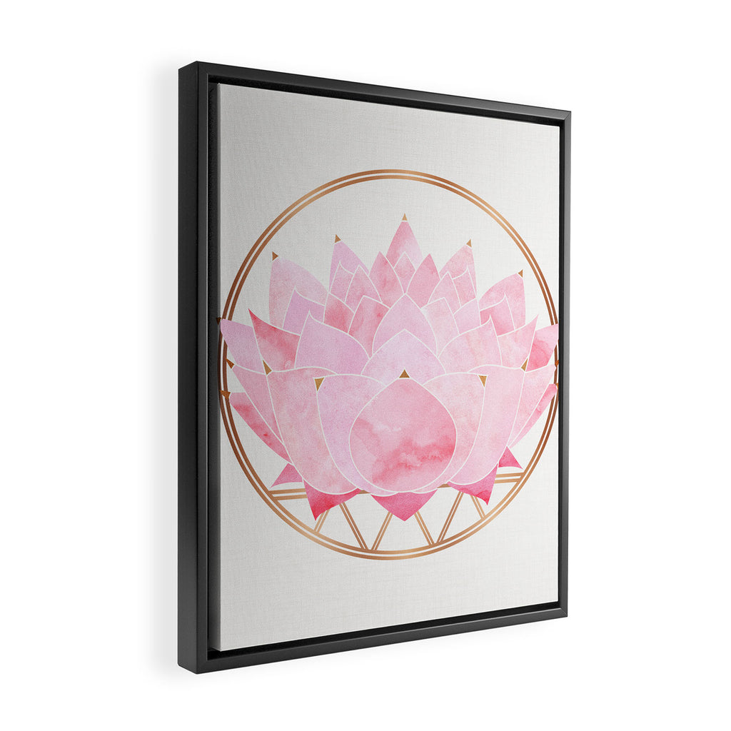Pink Lotus Botanical Framed Canvas Print Gallery Image 2