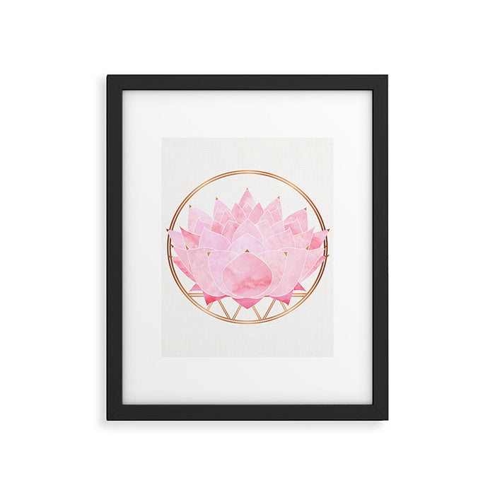 Pink Lotus Botanical Framed Art Print Gallery Image 1