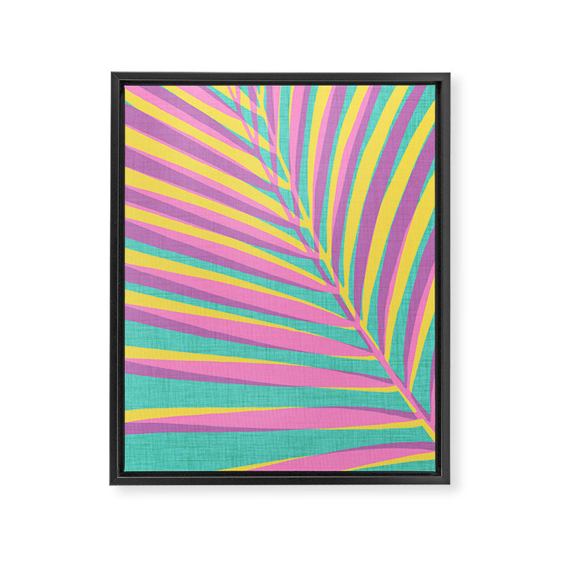 Pink Tropical Palm Leaf Framed Canvas Print Gallery Image 6