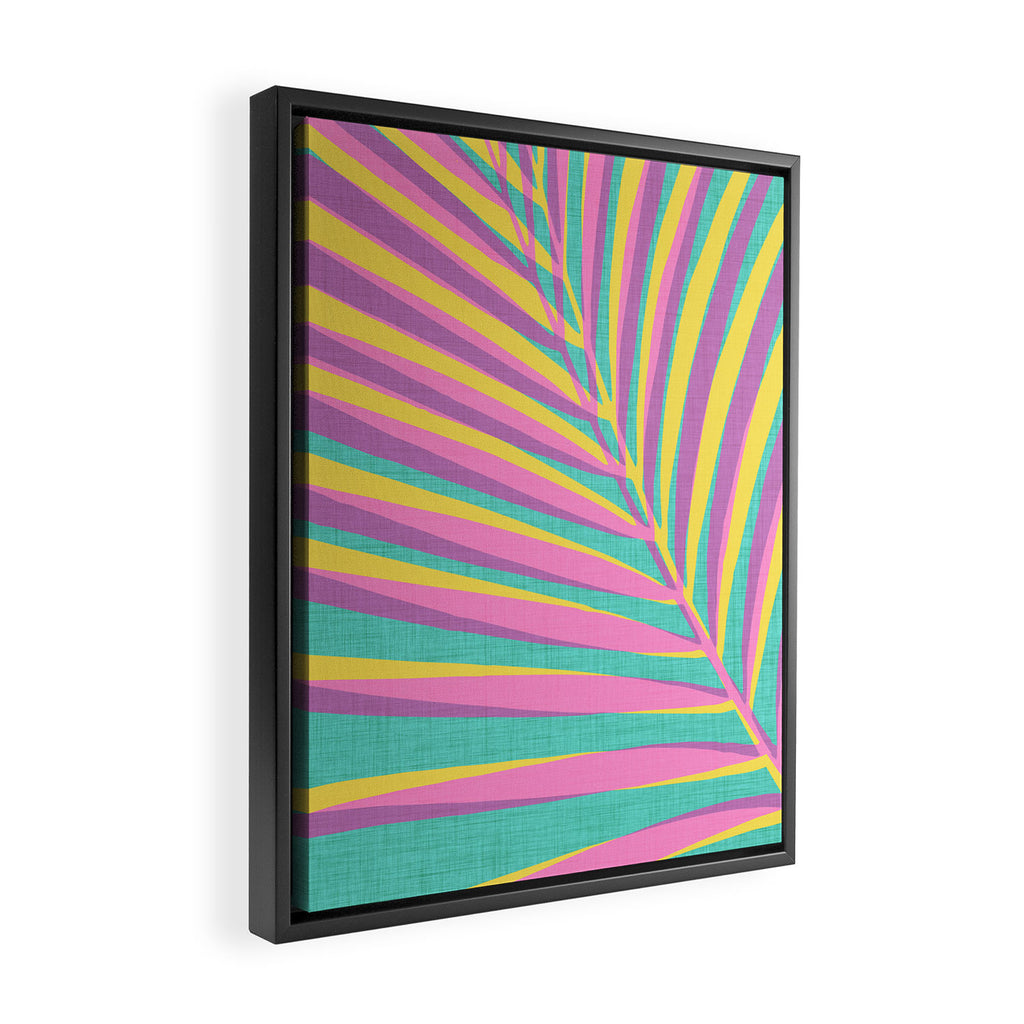 Pink Tropical Palm Leaf Framed Canvas Print Gallery Image 2