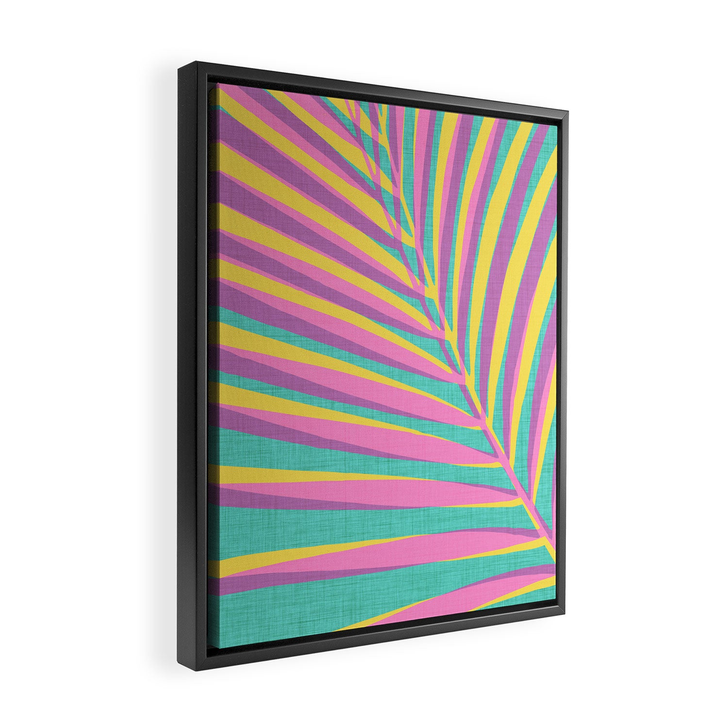 Pink Tropical Palm Leaf Framed Canvas Print Gallery Image 2