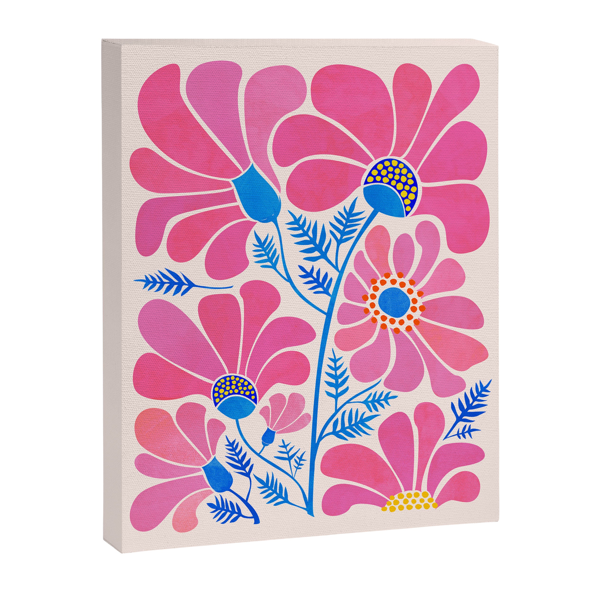 Pink Wildflowers - Floral Illustration Canvas Print Gallery Image 6