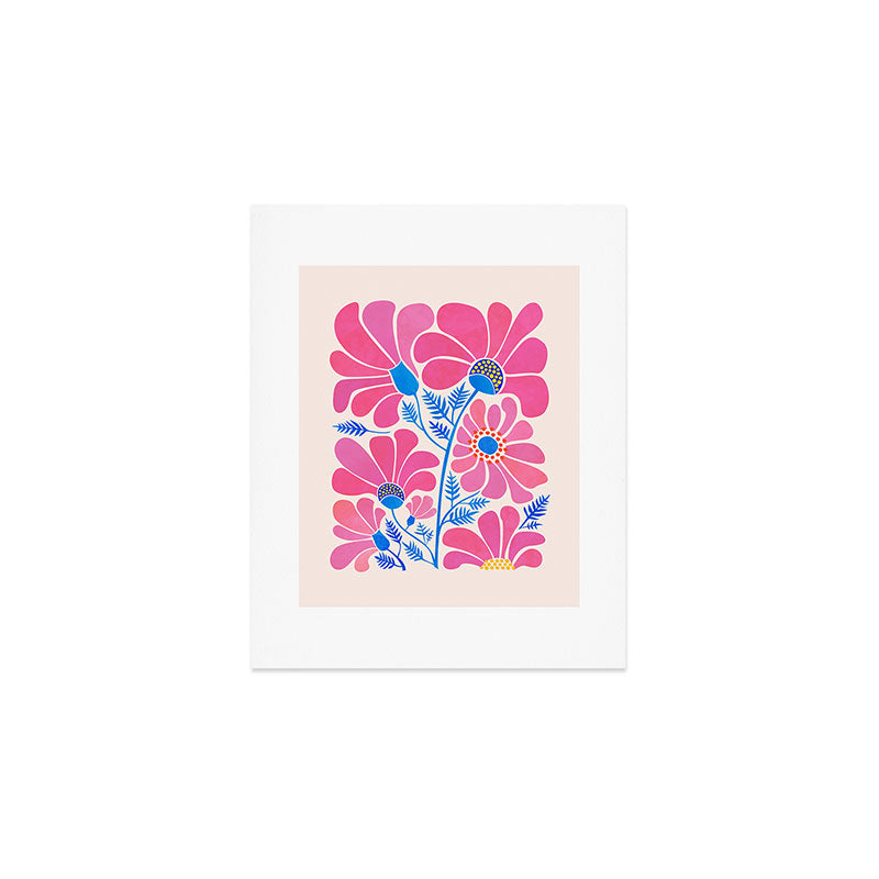 Pink Wildflowers - Floral Illustration Art Print Gallery Image 1