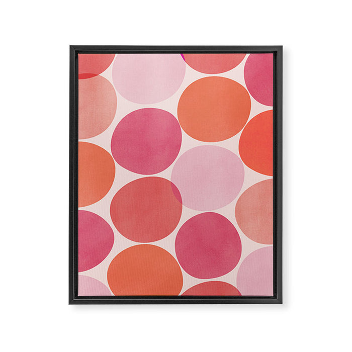 Playful Red and Pink Dots Framed Canvas Print Gallery Image 1