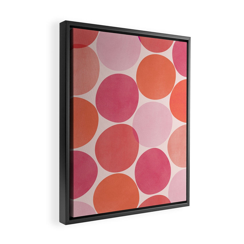 Playful Red and Pink Dots Framed Canvas Print Gallery Image 2