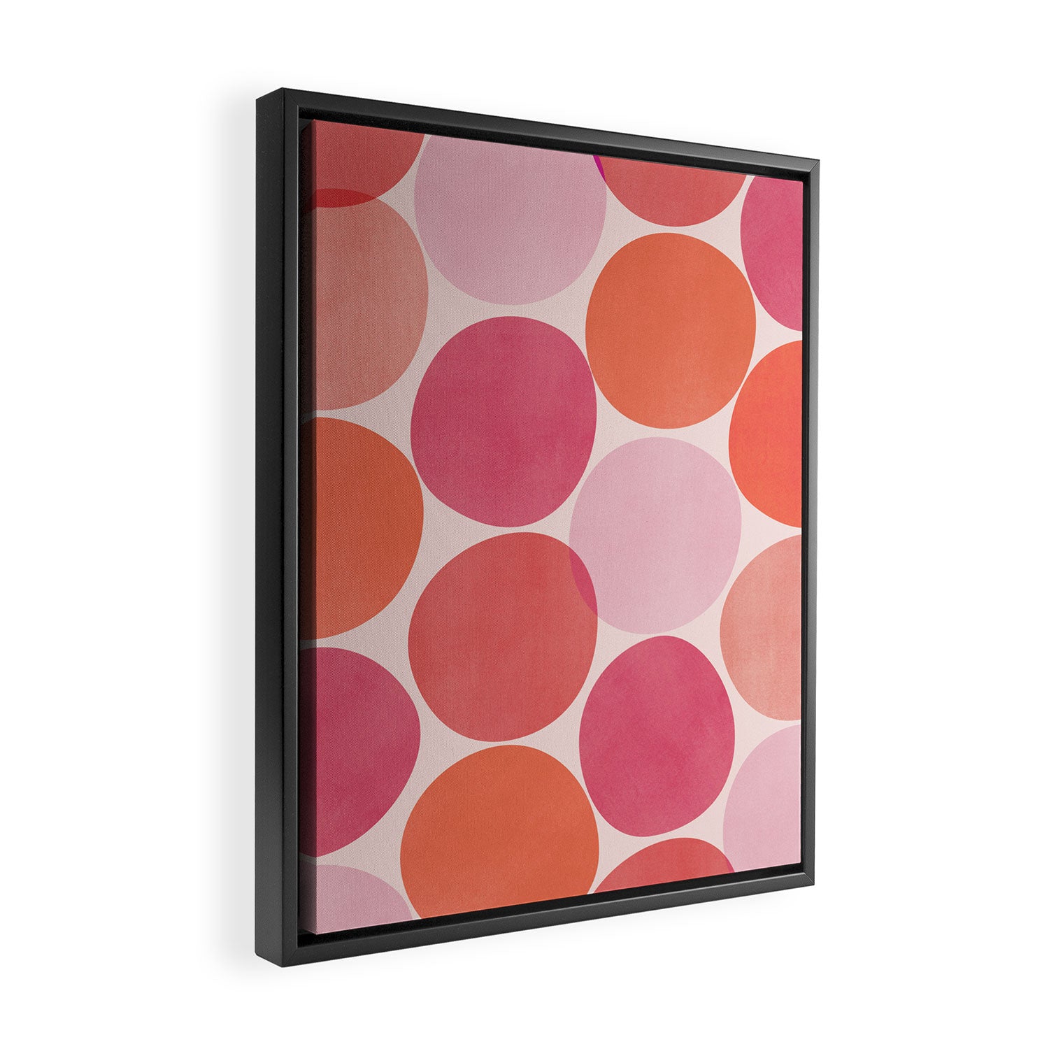 Playful Red and Pink Dots Framed Canvas Print Gallery Image 2