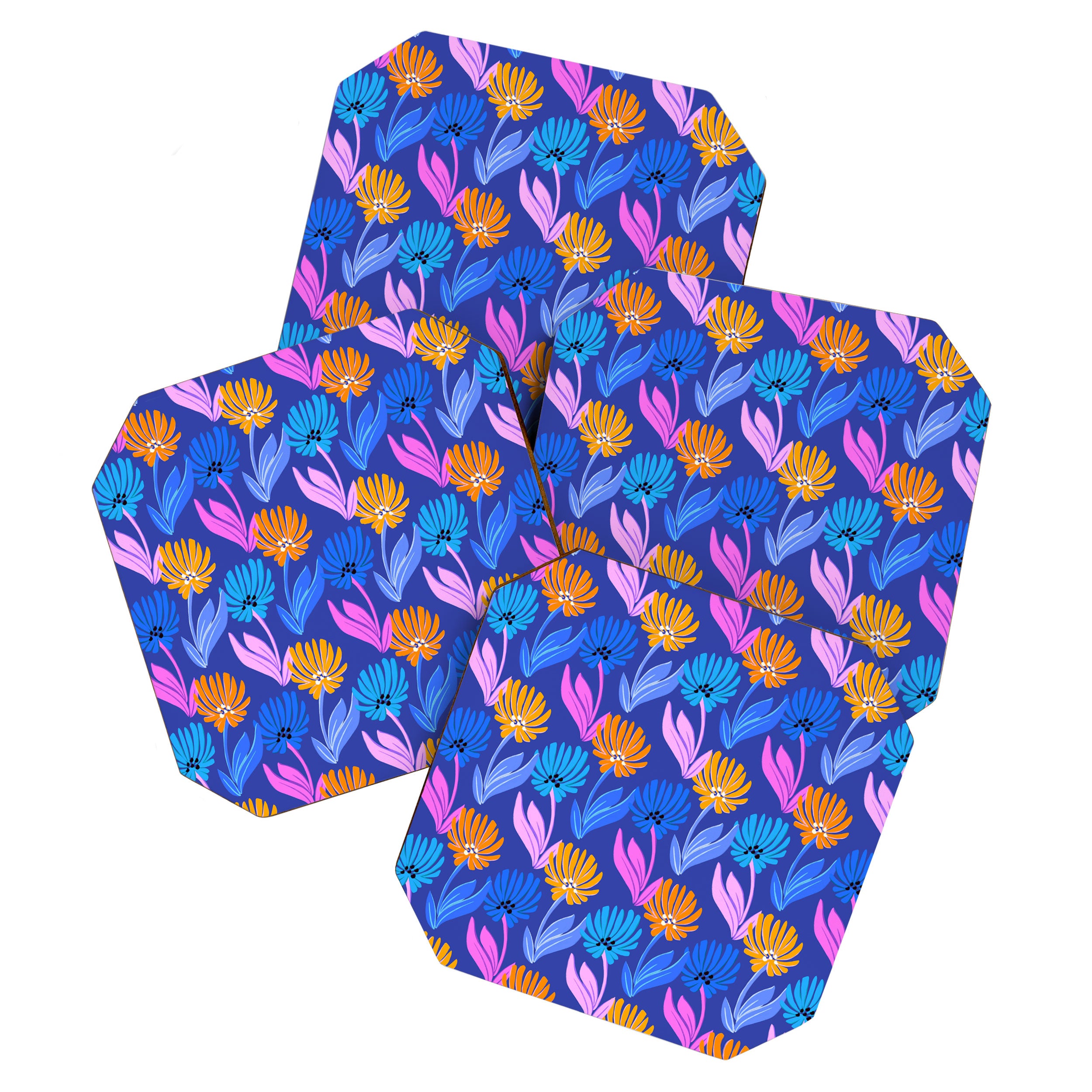 Rainbow Wildflower Floral Pattern Coaster Gallery Image 1