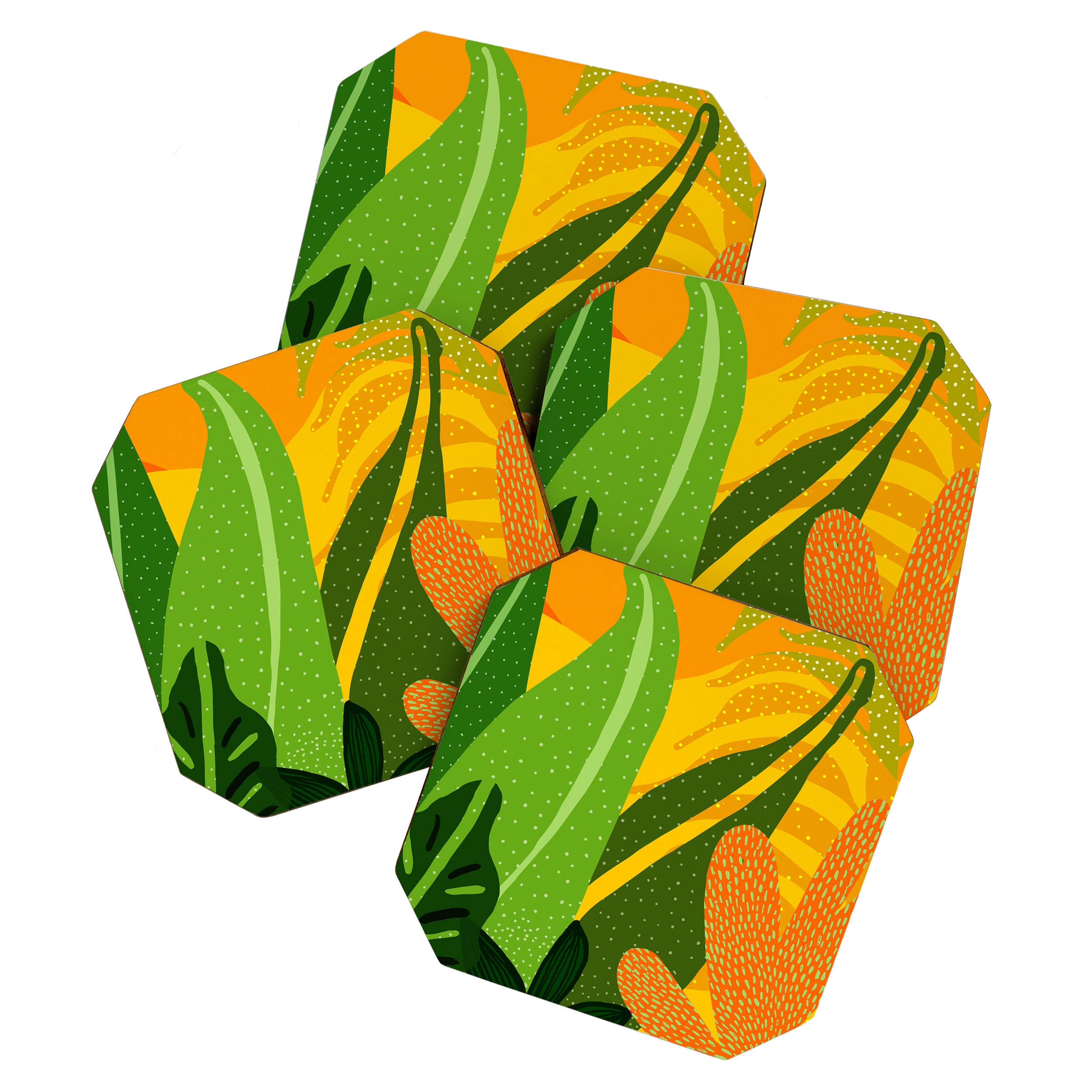 Rainforest Plants Abstract Coaster Gallery Image 1