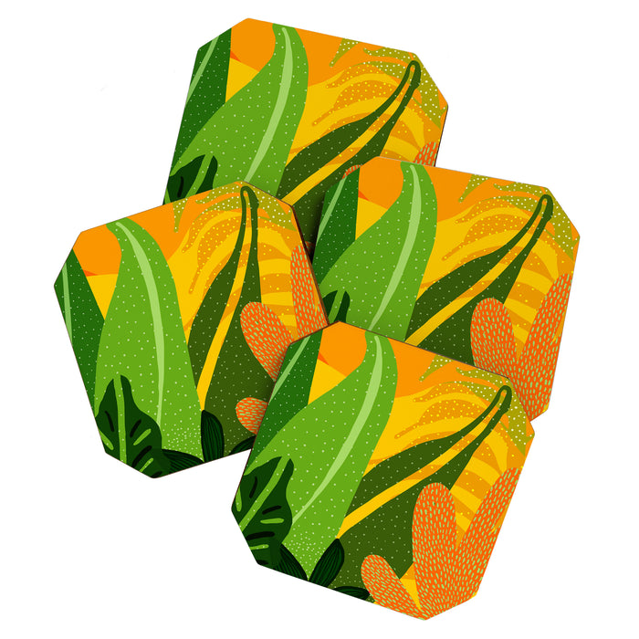 Rainforest Plants Abstract Coaster Gallery Image 1