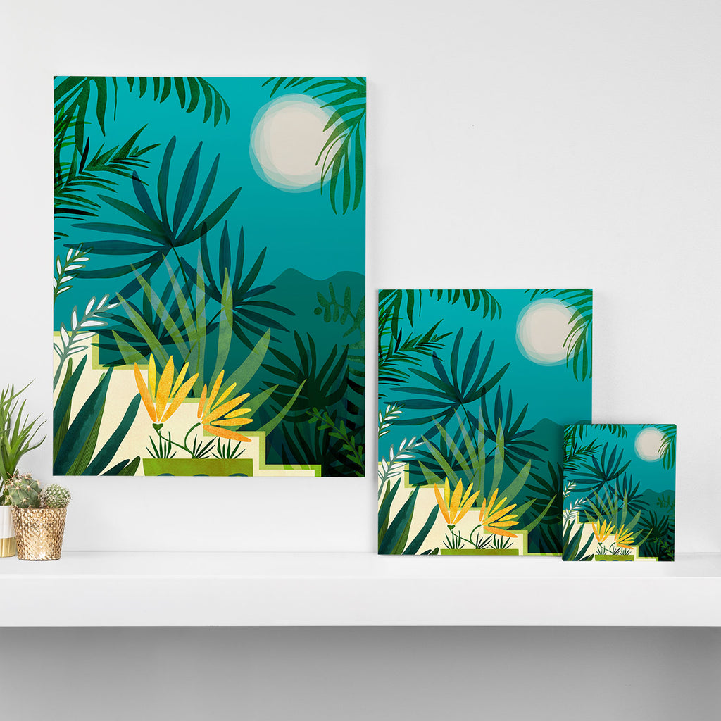 Rainforest With Moonlight Tropical Night Series #3 Canvas Print Gallery Image 3