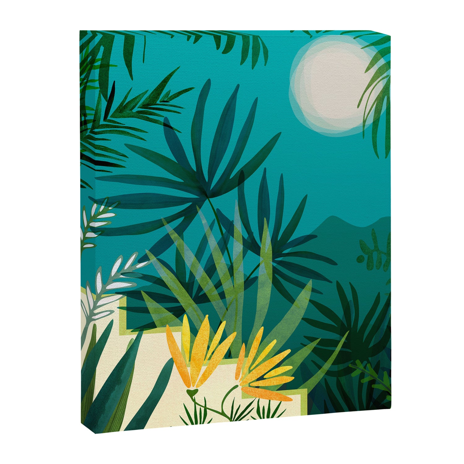 Rainforest With Moonlight Tropical Night Series #3 Canvas Print Gallery Image 3