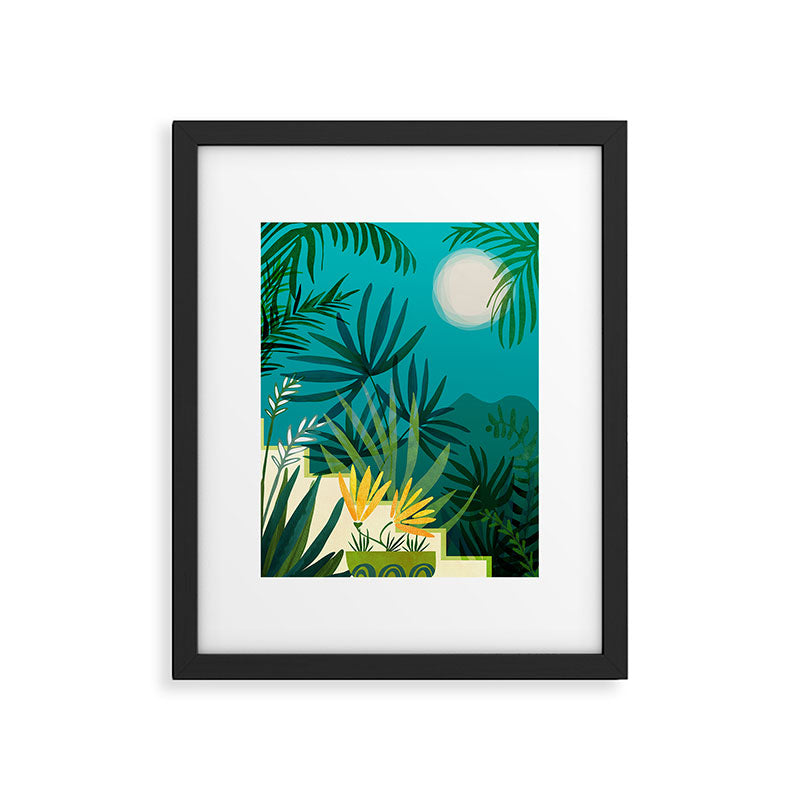 Rainforest With Moonlight Tropical Night Series #3 Framed Art Print Gallery Image 5