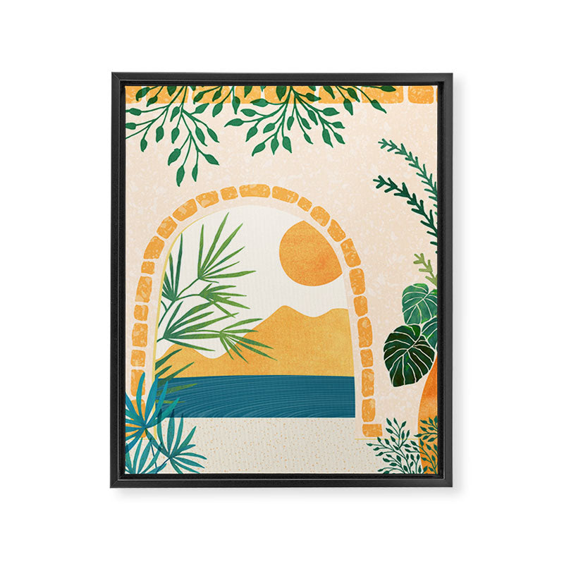 Resort Life Sunset Landscape / Villa Series Framed Canvas Print Gallery Image 6