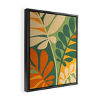 Retro Earthy Floral in Green and Orange Framed Canvas Print Gallery Image 2