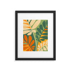 Retro Earthy Floral in Green and Orange Framed Art Print Gallery Image 6