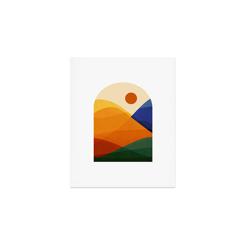 Retro Mountain Sunset Art Print Gallery Image 1