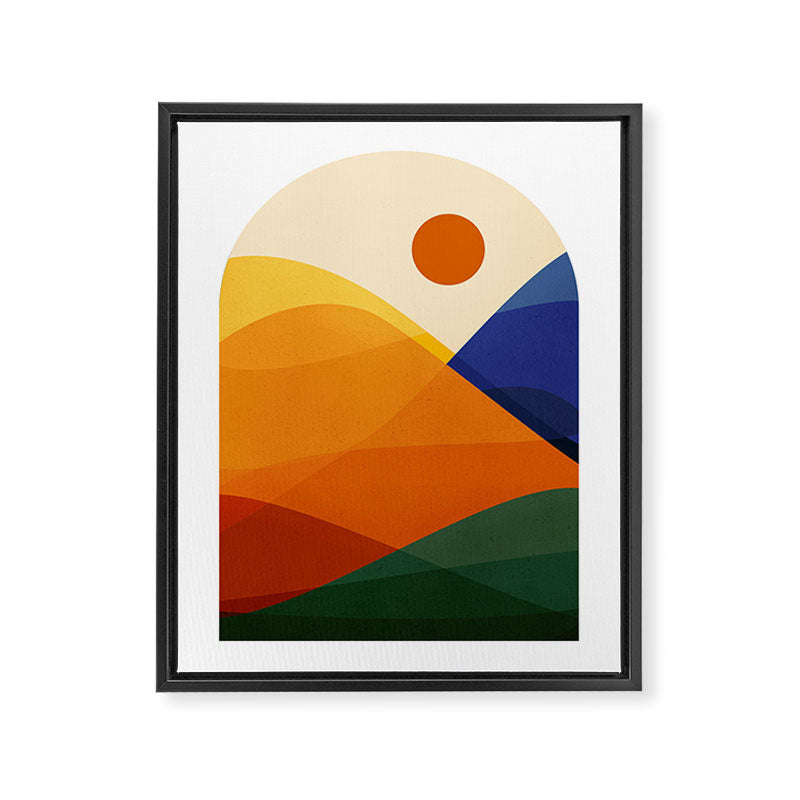 Retro Mountain Sunset Framed Canvas Print Gallery Image 6