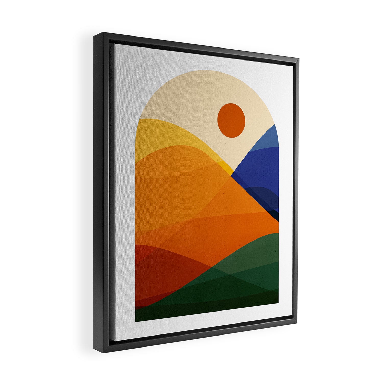 Retro Mountain Sunset Framed Canvas Print Gallery Image 2