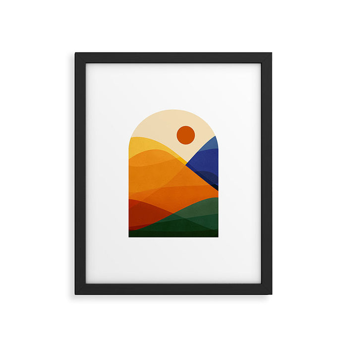 Retro Mountain Sunset Framed Art Print Gallery Image 1
