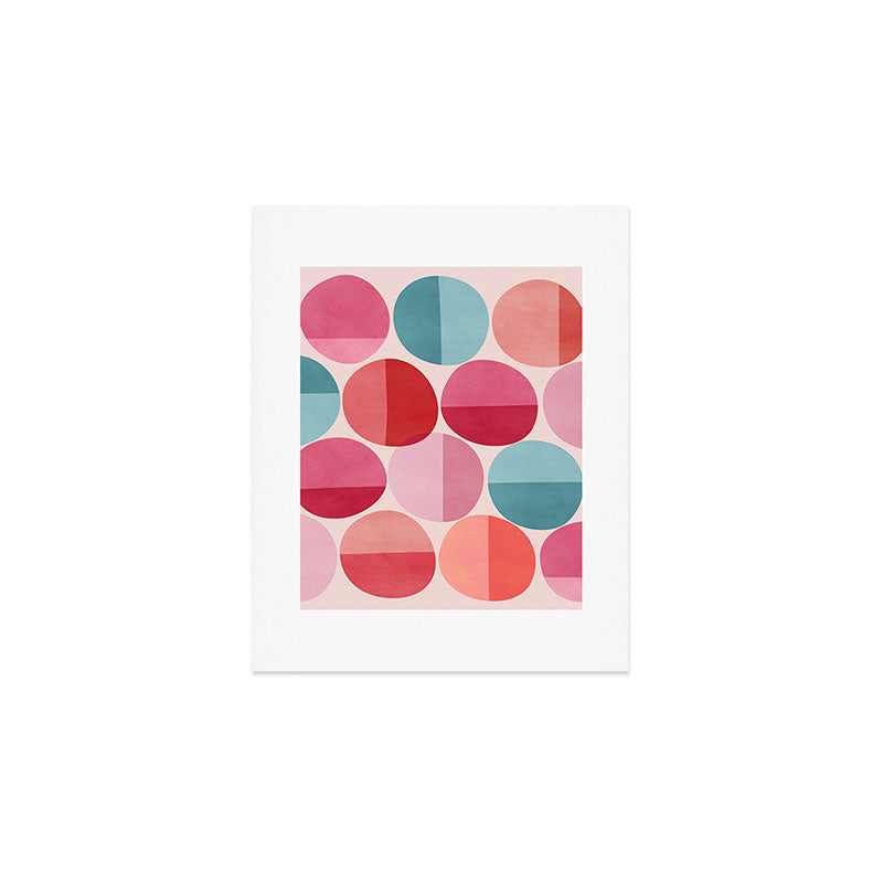 Retro Red and Pink Dots Art Print Gallery Image 1