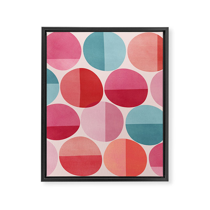 Retro Red and Pink Dots Framed Canvas Print Gallery Image 1