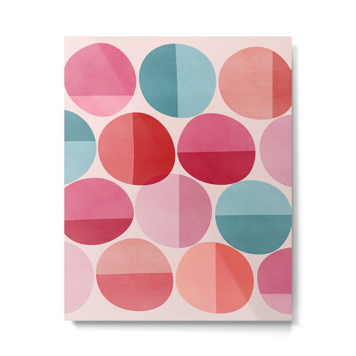 Retro Red and Pink Dots Metal Print Gallery Image 1