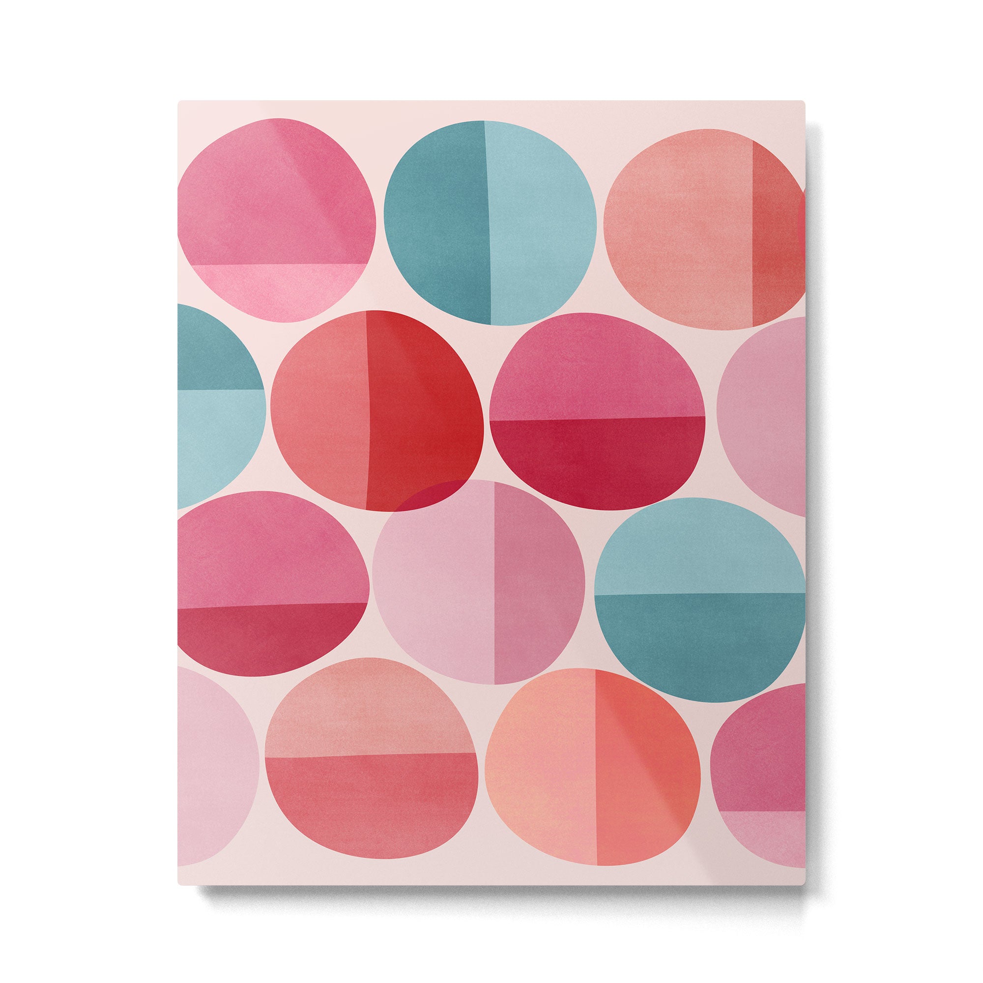 Retro Red and Pink Dots Metal Print Gallery Image 6