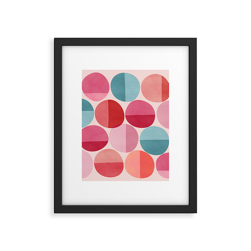 Retro Red and Pink Dots Framed Art Print Gallery Image 6