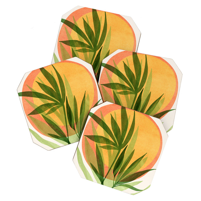 Retro Sunset Garden Still Life Coaster Gallery Image 1