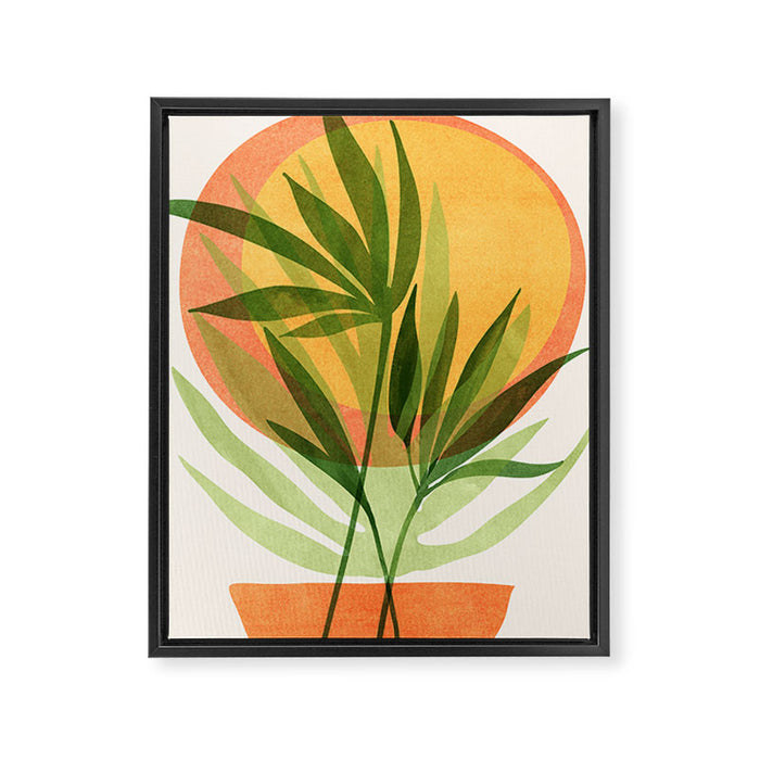 Retro Sunset Garden Still Life Framed Canvas Print Gallery Image 1