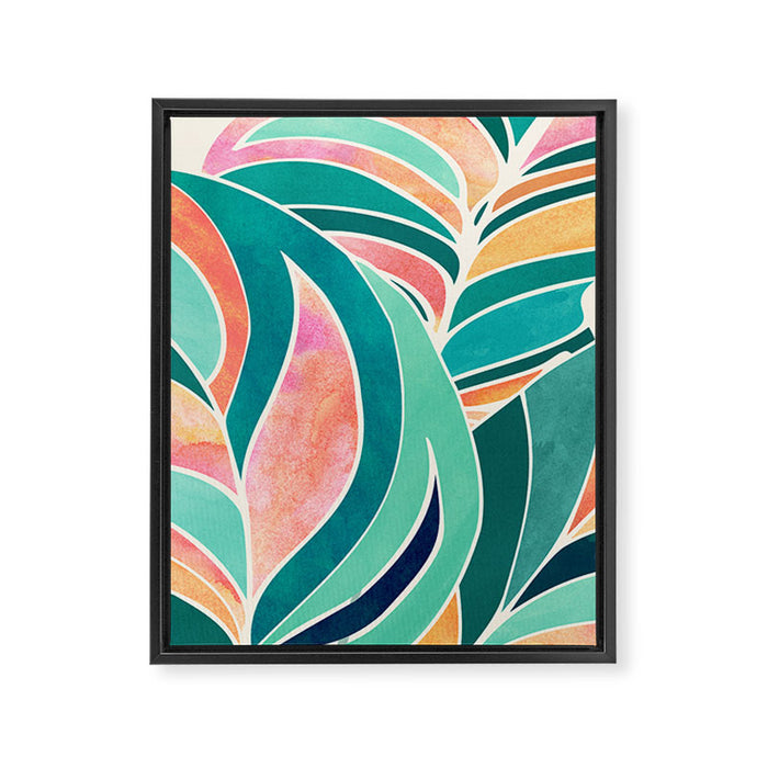 Rise Up Tropical Leaf Illustration Framed Canvas Print Gallery Image 1