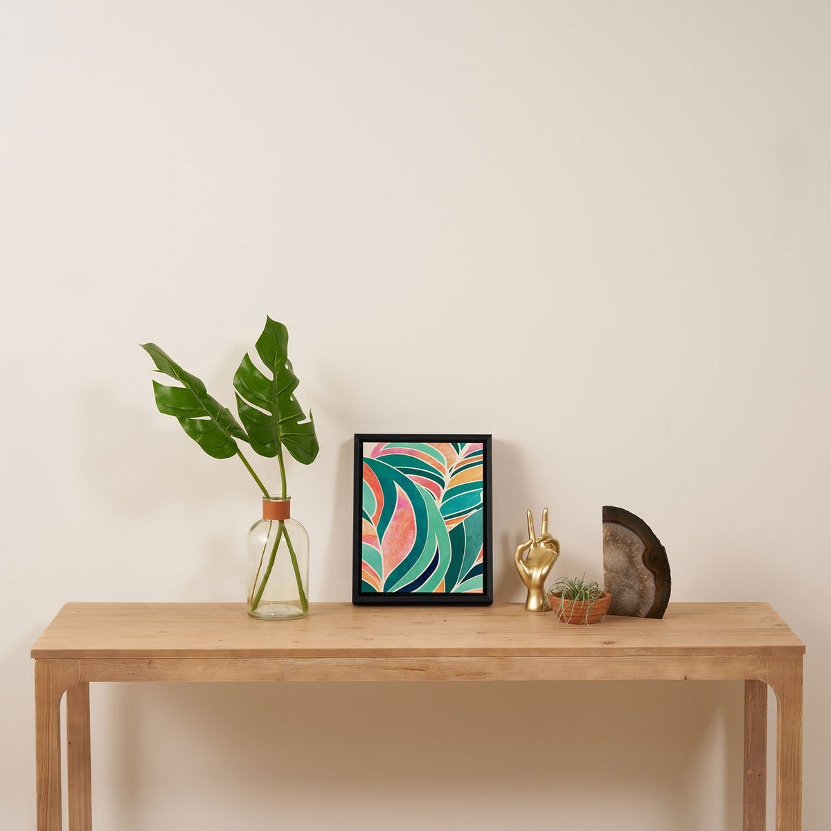 Rise Up Tropical Leaf Illustration Framed Canvas Print Gallery Image 4