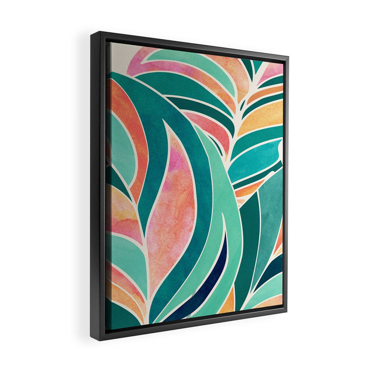 Rise Up Tropical Leaf Illustration Framed Canvas Print Gallery Image 2