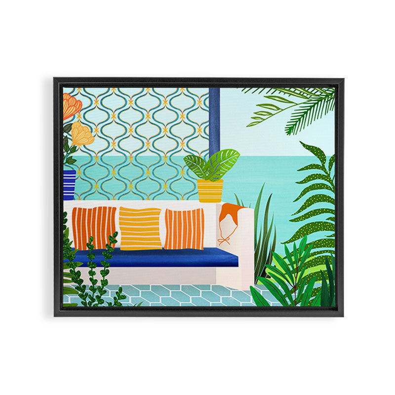 Sanctuary - Tropical Garden Villa Framed Canvas Print Gallery Image 3