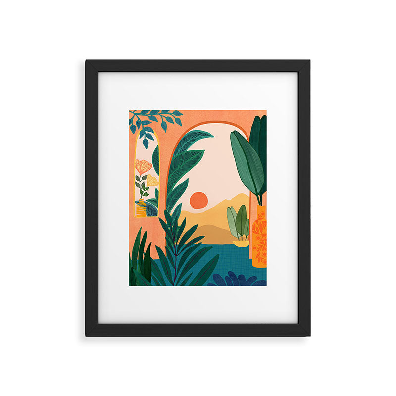 Santa Fe Oasis Desert Landscape with Plants Framed Art Print Gallery Image 5