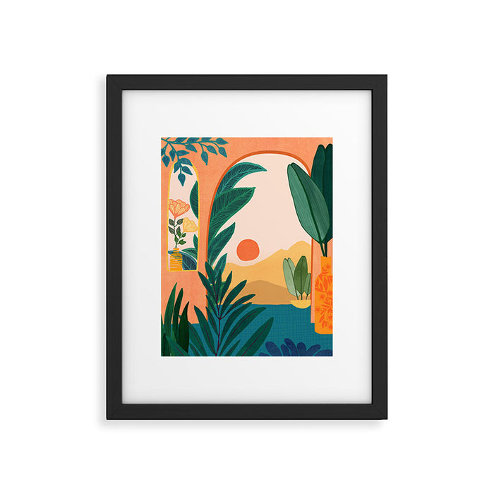 Santa Fe Oasis Desert Landscape with Plants Framed Art Print Gallery Image 1