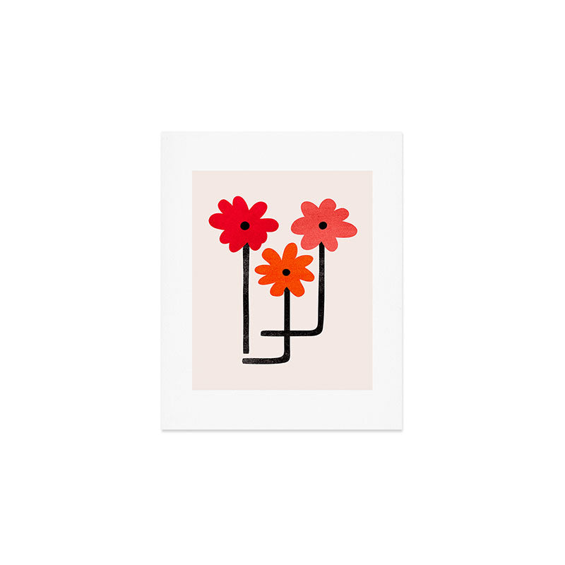 Scarlet Minimalist Red Floral Art Art Print Gallery Image 1