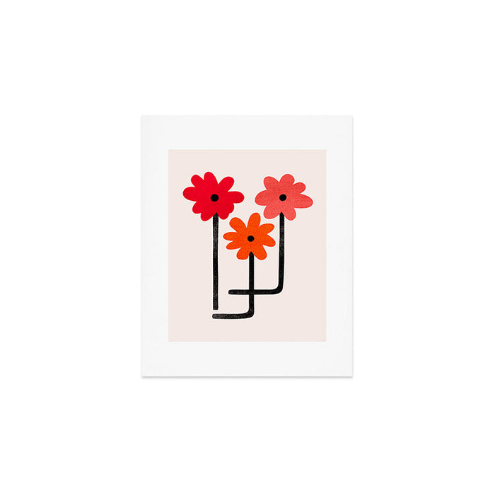 Scarlet Minimalist Red Floral Art Art Print Gallery Image 1