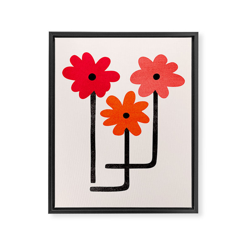 Scarlet Minimalist Red Floral Art Framed Canvas Print Gallery Image 6